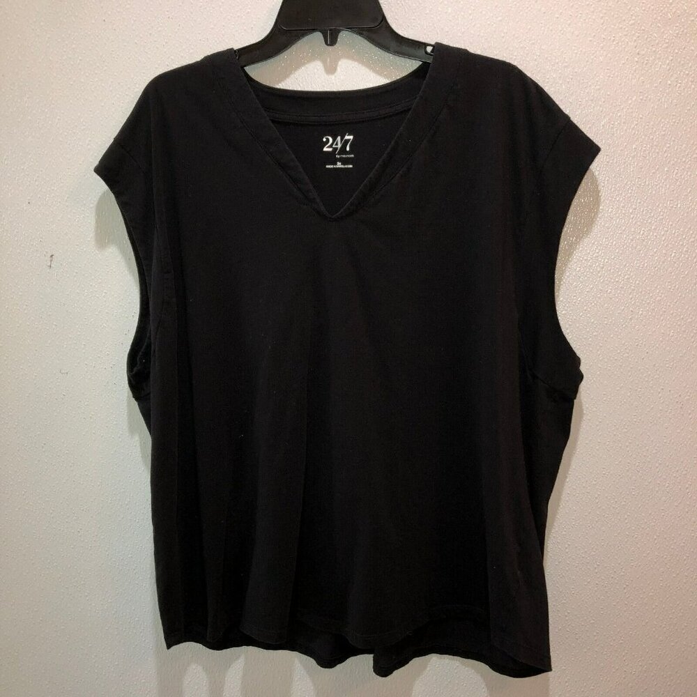 Lot of 2 Maurices 24 7 Womens Plus Size 3X Black Sleeveless Casual Shirts Tops - Picture 4 of 14